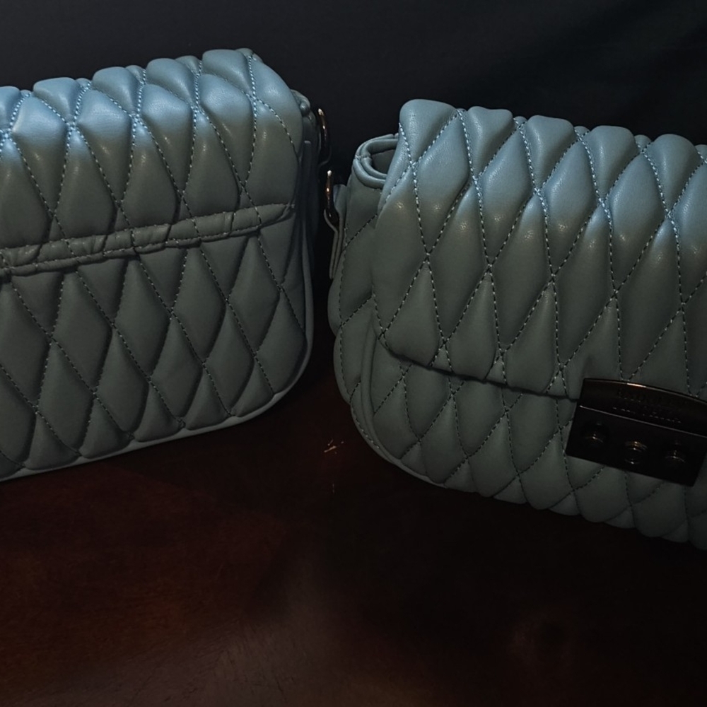 Badgley Mischka Quilted Crossbody Bag in Teal
